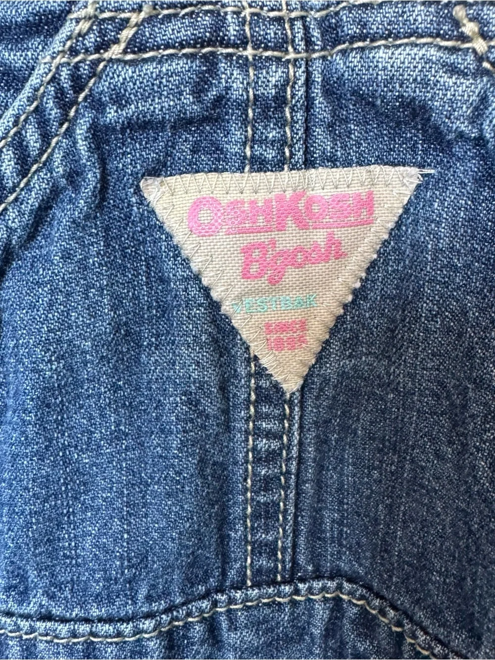 OshKosh B'gosh Vintage Baby Girls Denim Shortalls 9 Months Braided Straps